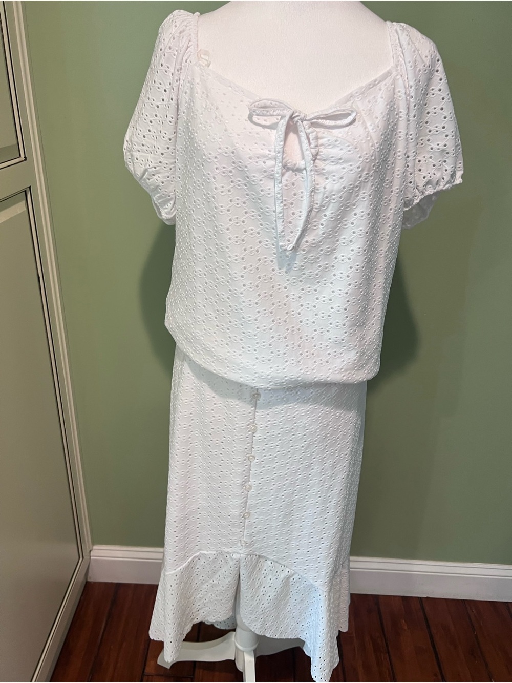 Cato White 2 Piece Eyelet Maxi Dress Set